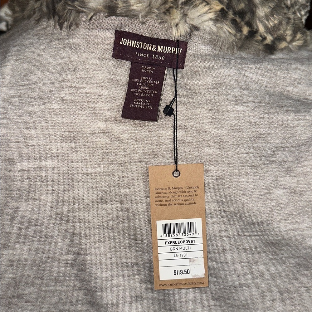 Johnston & Murphy Leopard Print Faux Fur Vest - Picture 9 of 9